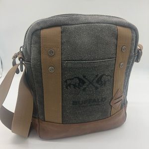 Buffalo David Bitton Canvas & Leather Crossbody Messenger Bag Manpurse Purse